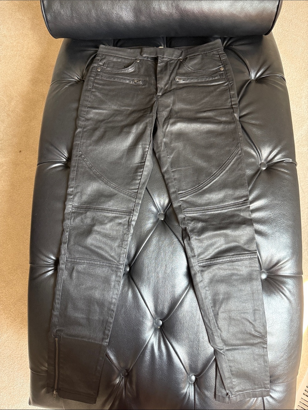 French Connection Black Faux Leather Skinny Pants